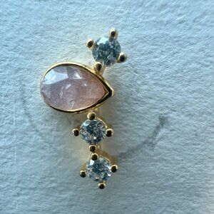 NWT Dainty Sterling Silver & Rose Quartz CZ Cluster Stud Earrings